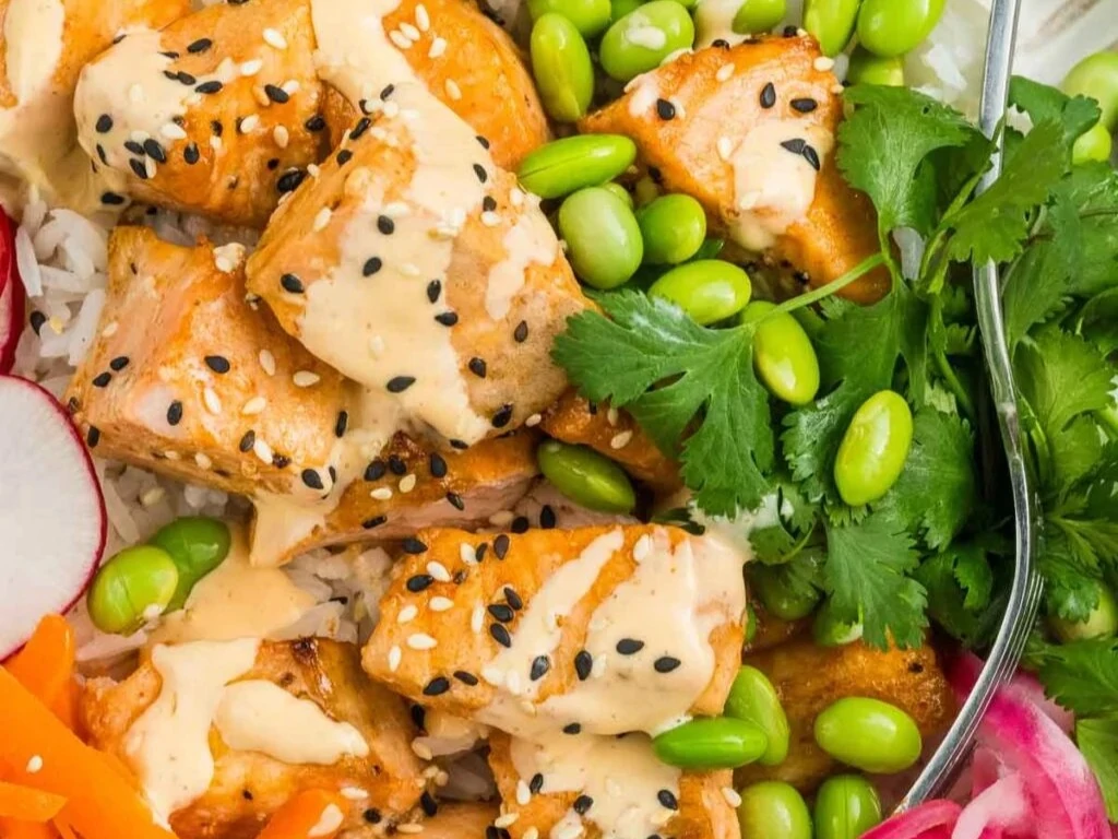Crispy Air Fryer Salmon Bites with Sriracha-Lime Sauce