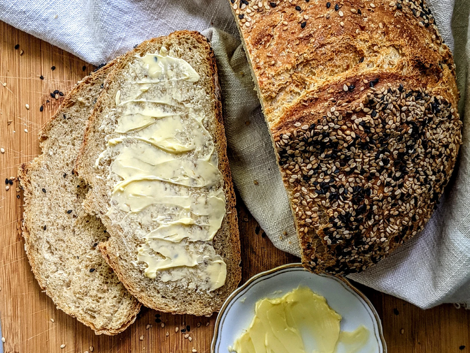 No-Knead Seeded Country Bread