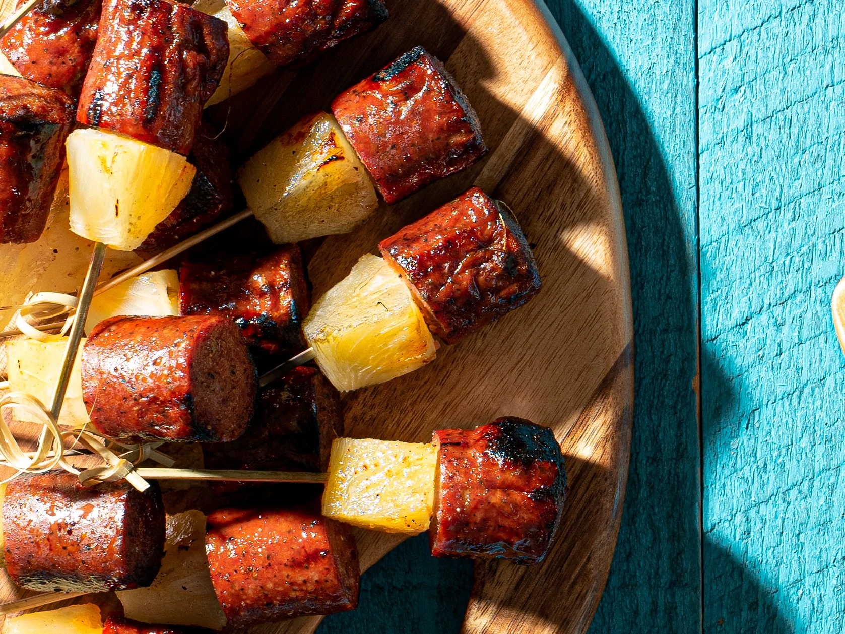 Pineapple and Sausage Kebabs