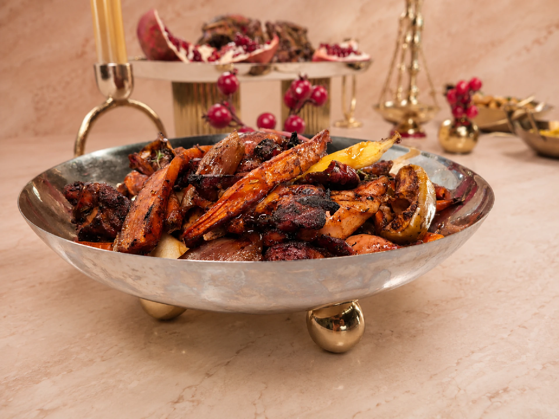 Once Upon an Apple-Carrot-Thyme Baby Chicken with Roasted Zucchini and Potatoes