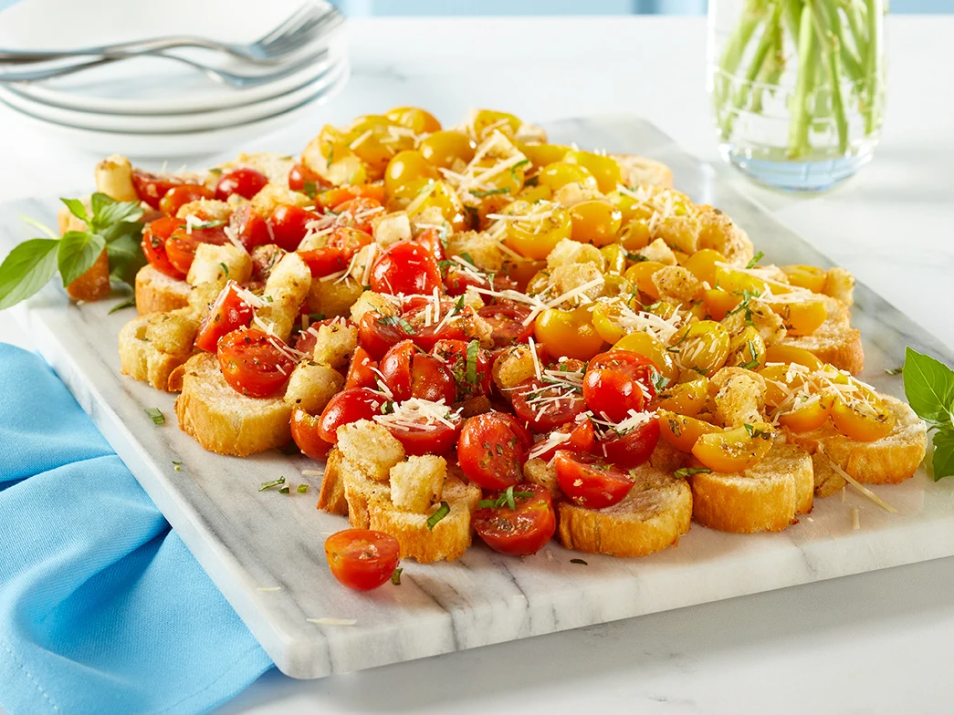 Red and Yellow Cherry Tomato Bruschetta Salad