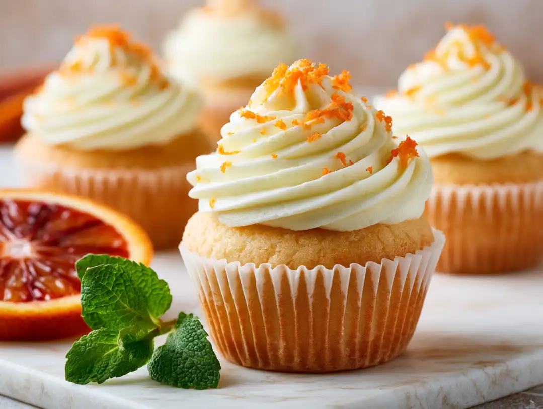 Orange Coconut Cupcakes with Blood Orange Extract